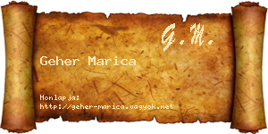 Geher Marica névjegykártya